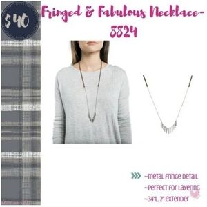 JK by Thirty One Fringed And Fabulous Necklace With Leather Accent
